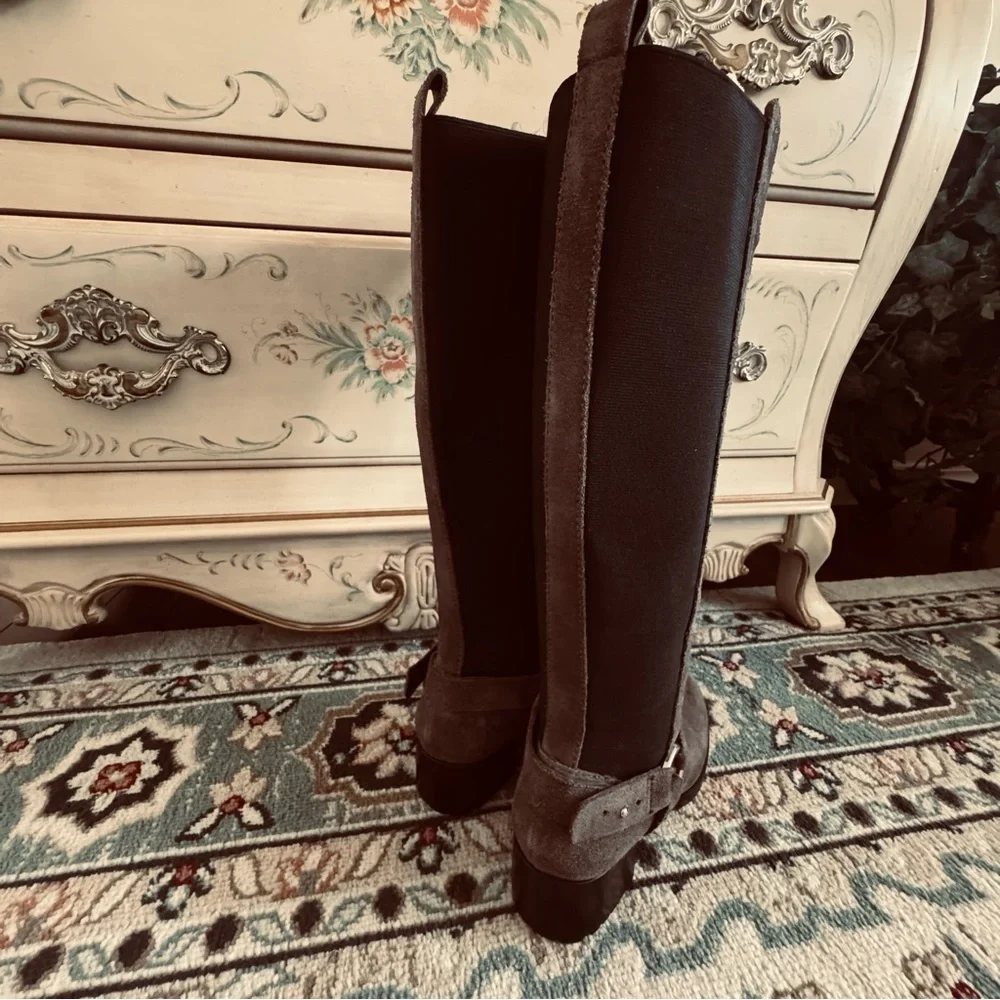 Bandolino Bonica Knee High Equestrian Suede Harness Boots - Picture 3 of 16